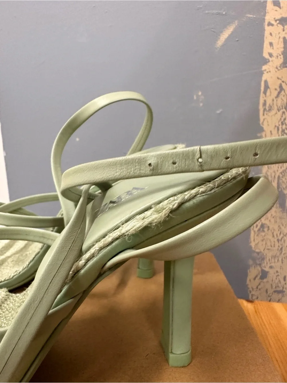 Zara Light Mint Strappy High Heel Sandals